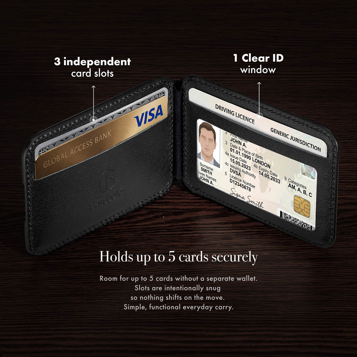 MagSafe Compatible Kickstand Leather Wallet - Obsidian Black