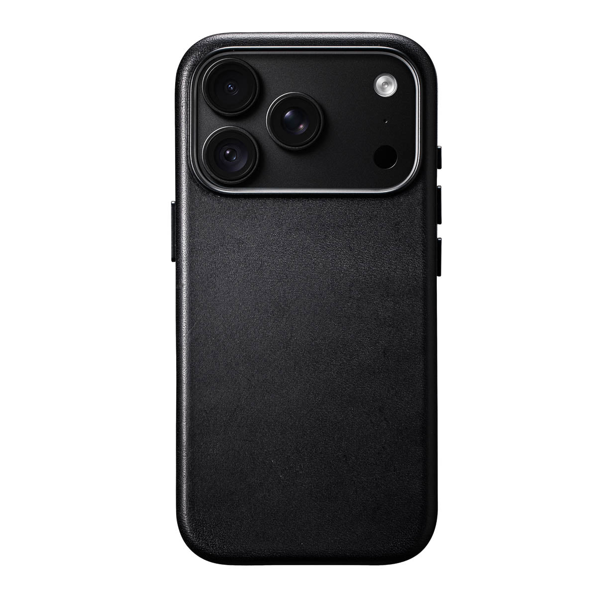 iphone 18 pro leather case in noir black, vegetable tanned vachetta leather with magsafe by casebelle, designed to match apple's black iphone 18 pro