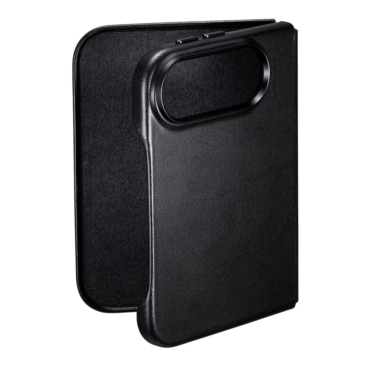 Noir Black leather iPhone Duo case, full-grain vachetta texture detail