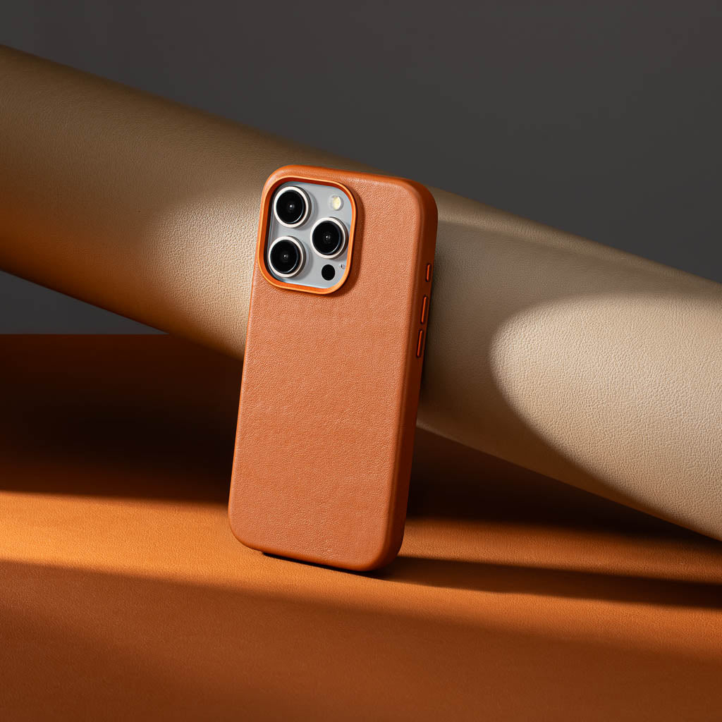 Timeless Luxe Leather Case - Cognac Brown - iPhone 15 Plus