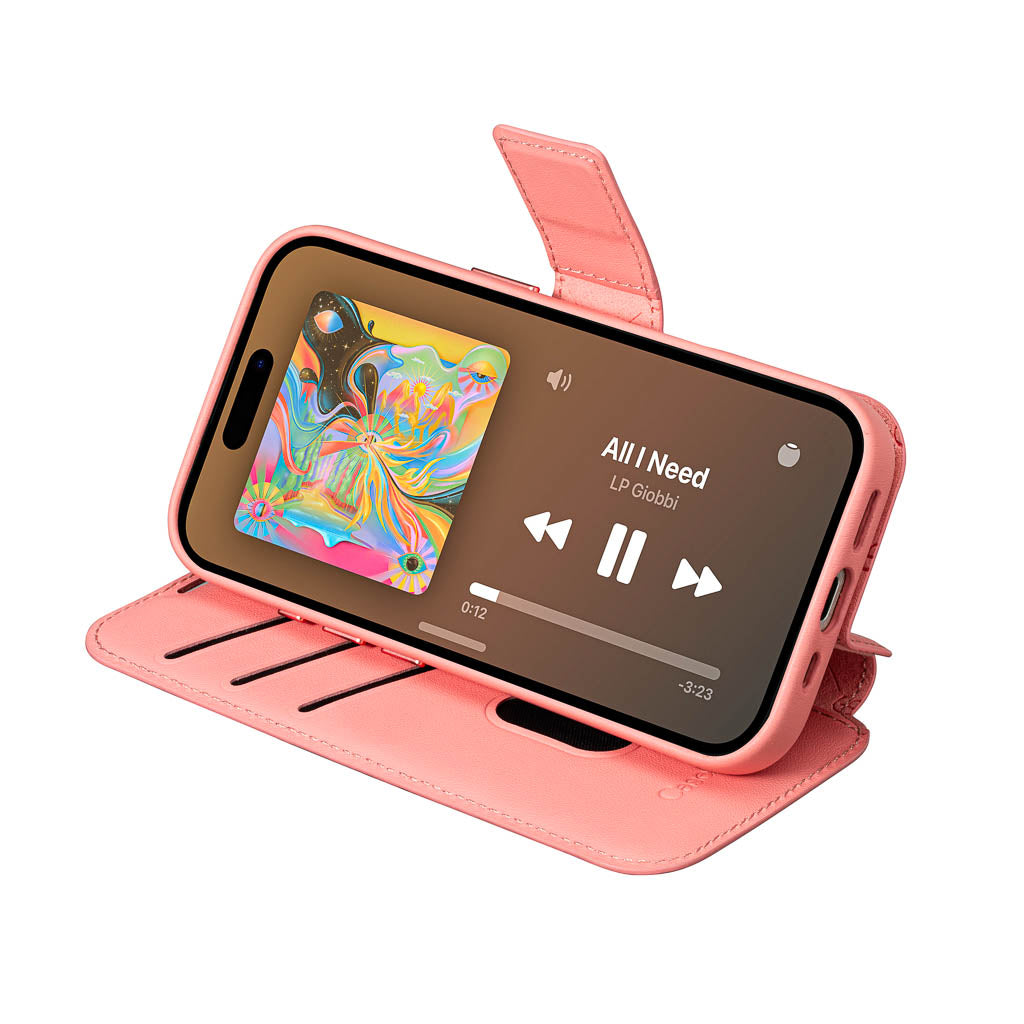 Timeless Luxe Detachable 2-in-1 Leather Wallet Case - Blush Pink - iPhone 16 Pro