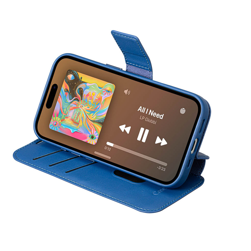 Timeless Luxe Detachable 2-in-1 Leather Wallet Case - Sapphire Blue - iPhone 16 Pro