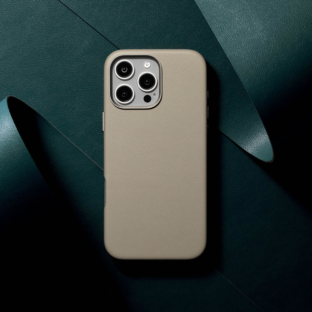 Timeless Luxe Leather Case - Stone Grey - iPhone 16 Pro