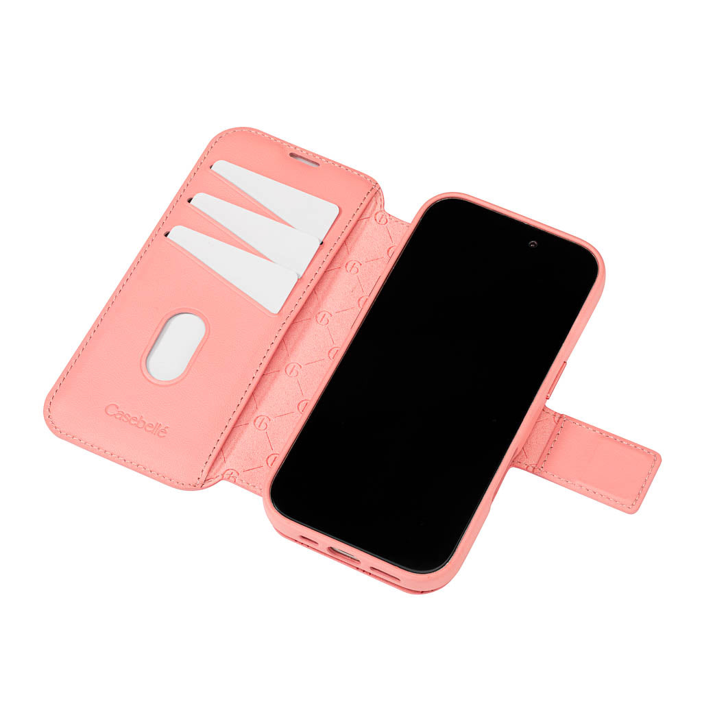 Timeless Luxe Detachable 2-in-1 Leather Wallet Case - Blush Pink - iPhone 16 Pro Max