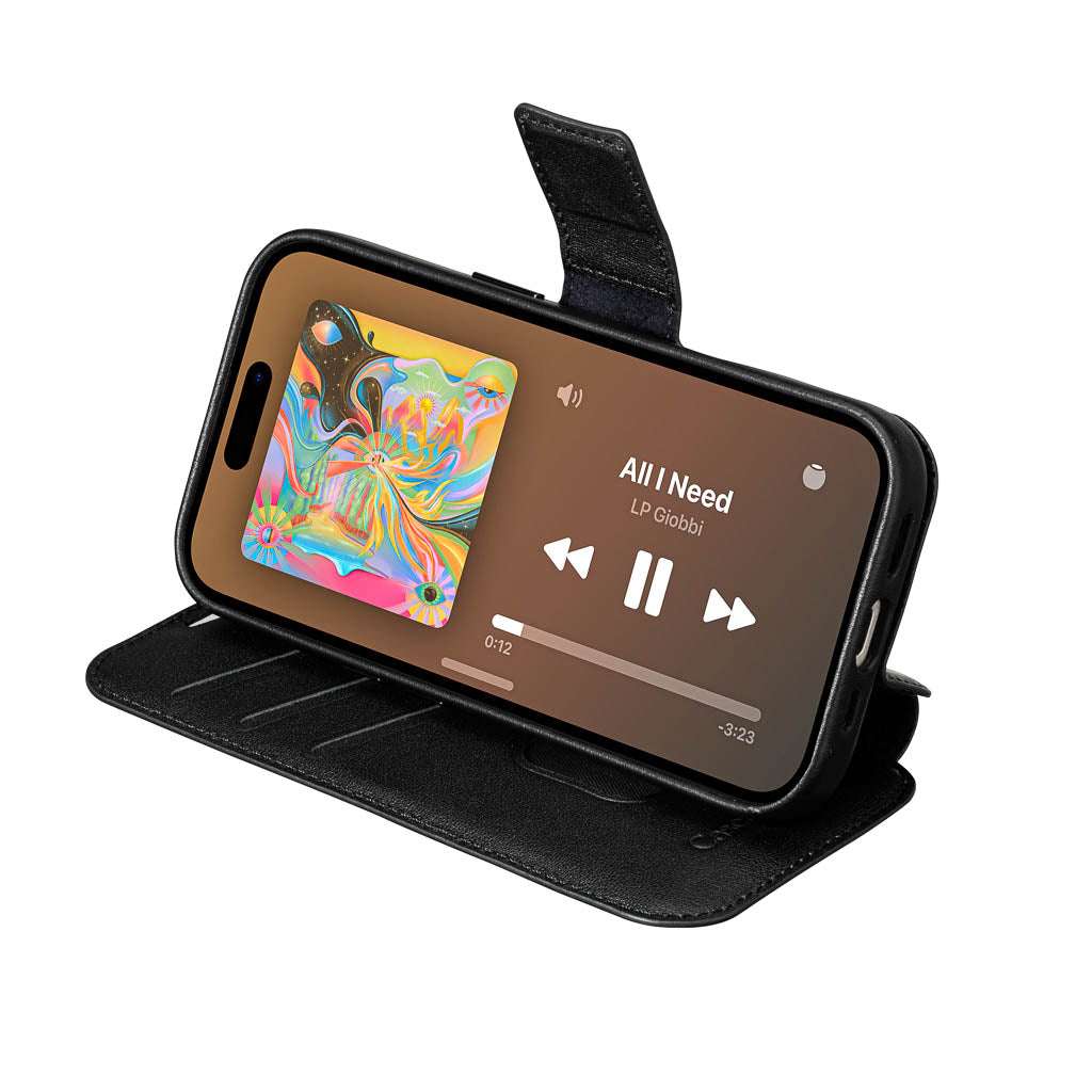 Timeless Luxe Detachable 2-in-1 Leather Wallet Case - Obsidian Black - iPhone 16 Pro Max