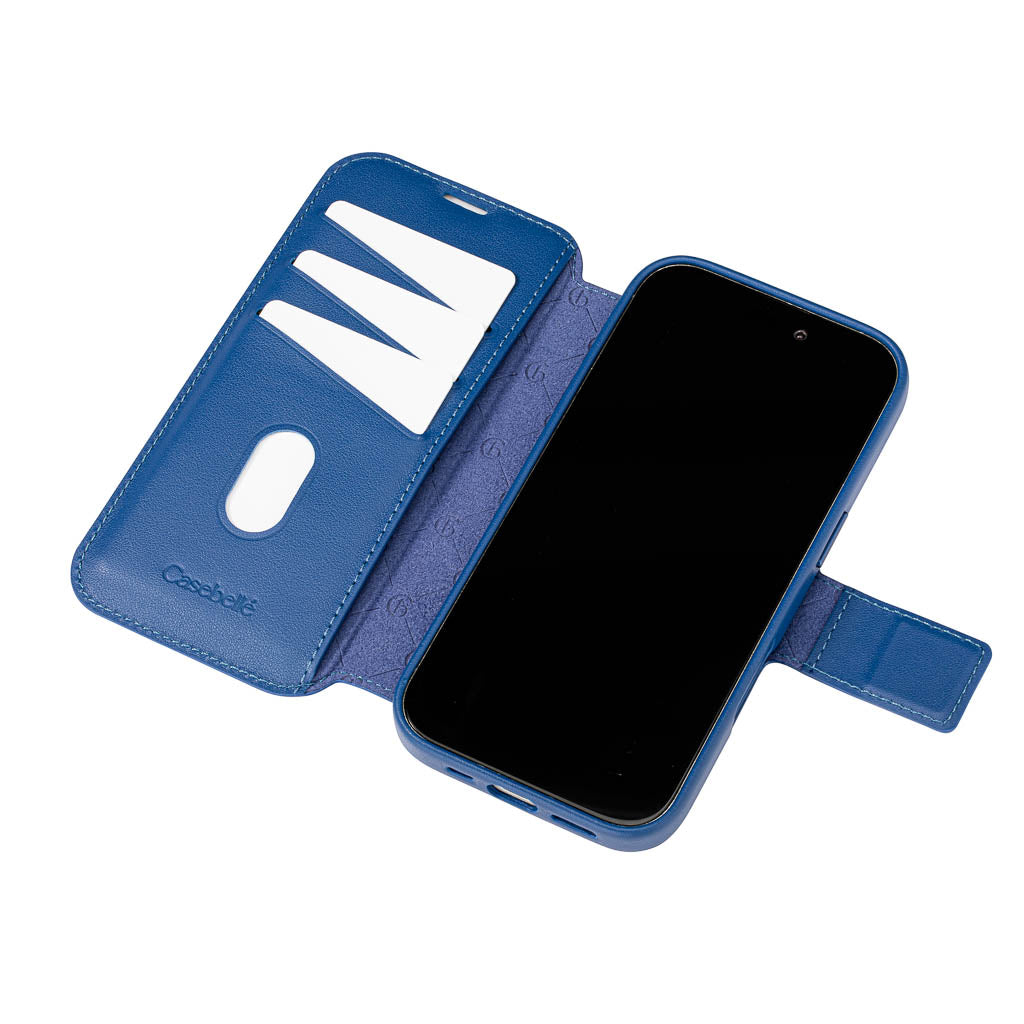 Timeless Luxe Detachable 2-in-1 Leather Wallet Case - Sapphire Blue - iPhone 16 Pro Max