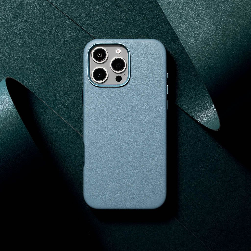 Timeless Luxe Leather Case - Light Blue - iPhone 16 Pro Max