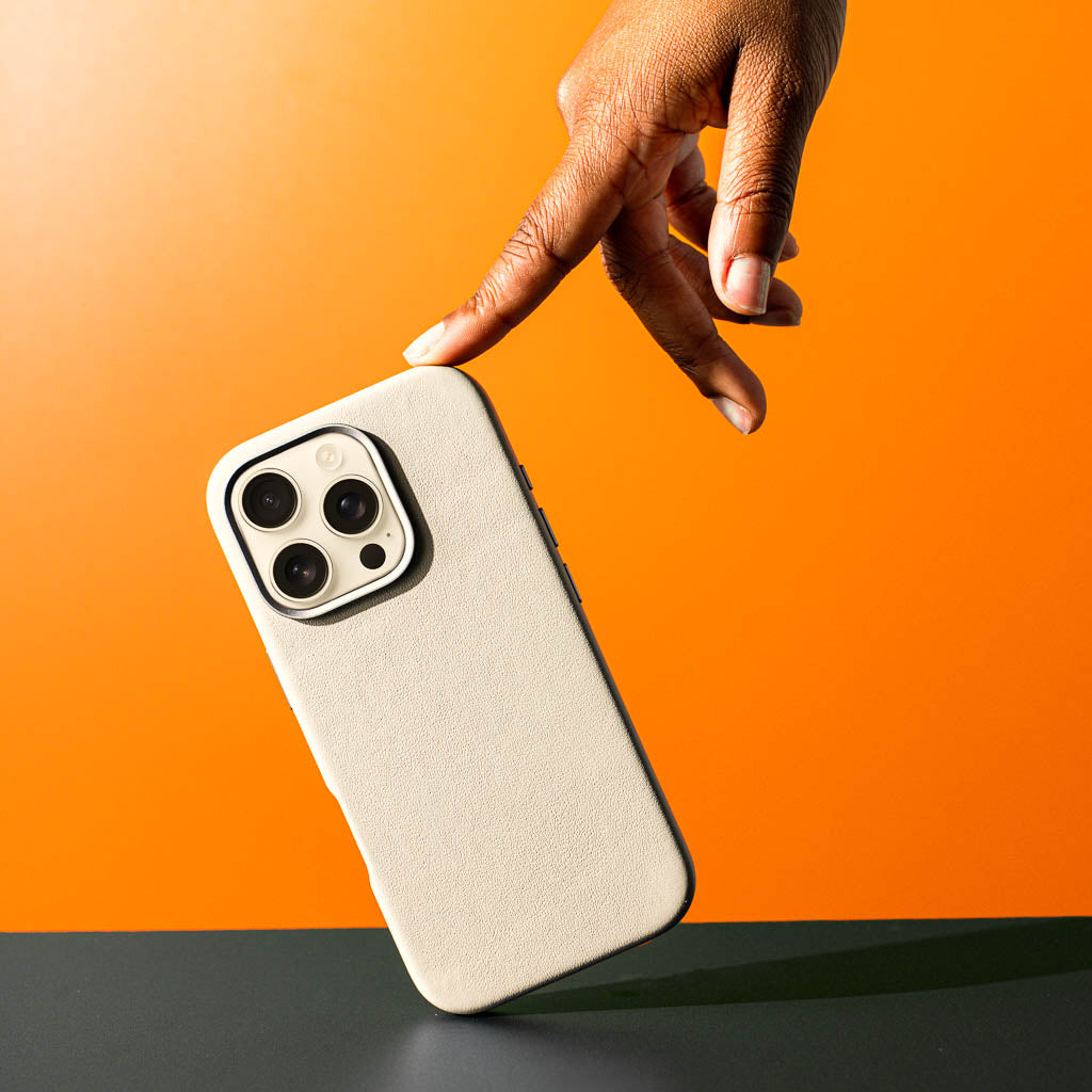 Timeless Luxe Leather Case - Stone Grey - iPhone 16 Pro Max