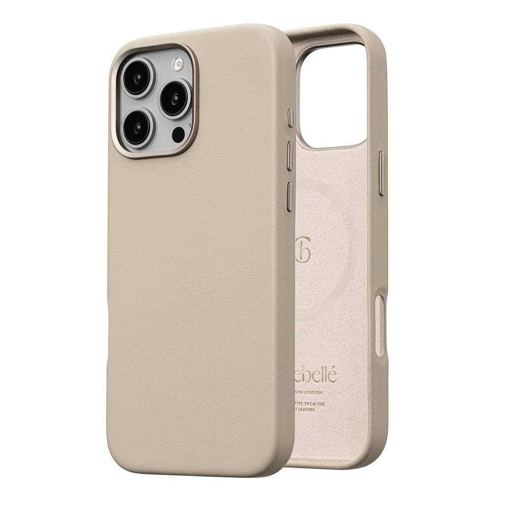 Timeless Luxe Leather Case - Stone Grey - iPhone 16 Pro Max