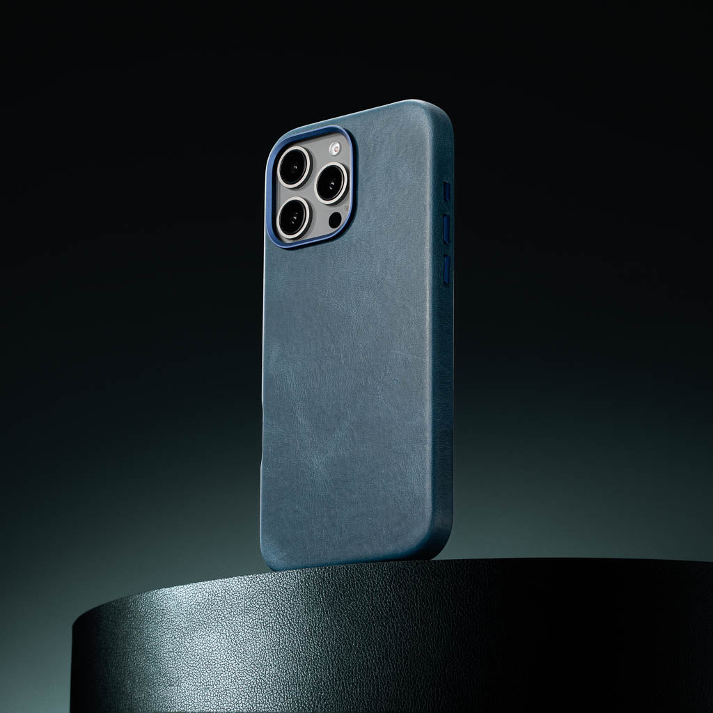 Vintage Luxe Leather Case - Dusk Blue - iPhone 16 Pro Max