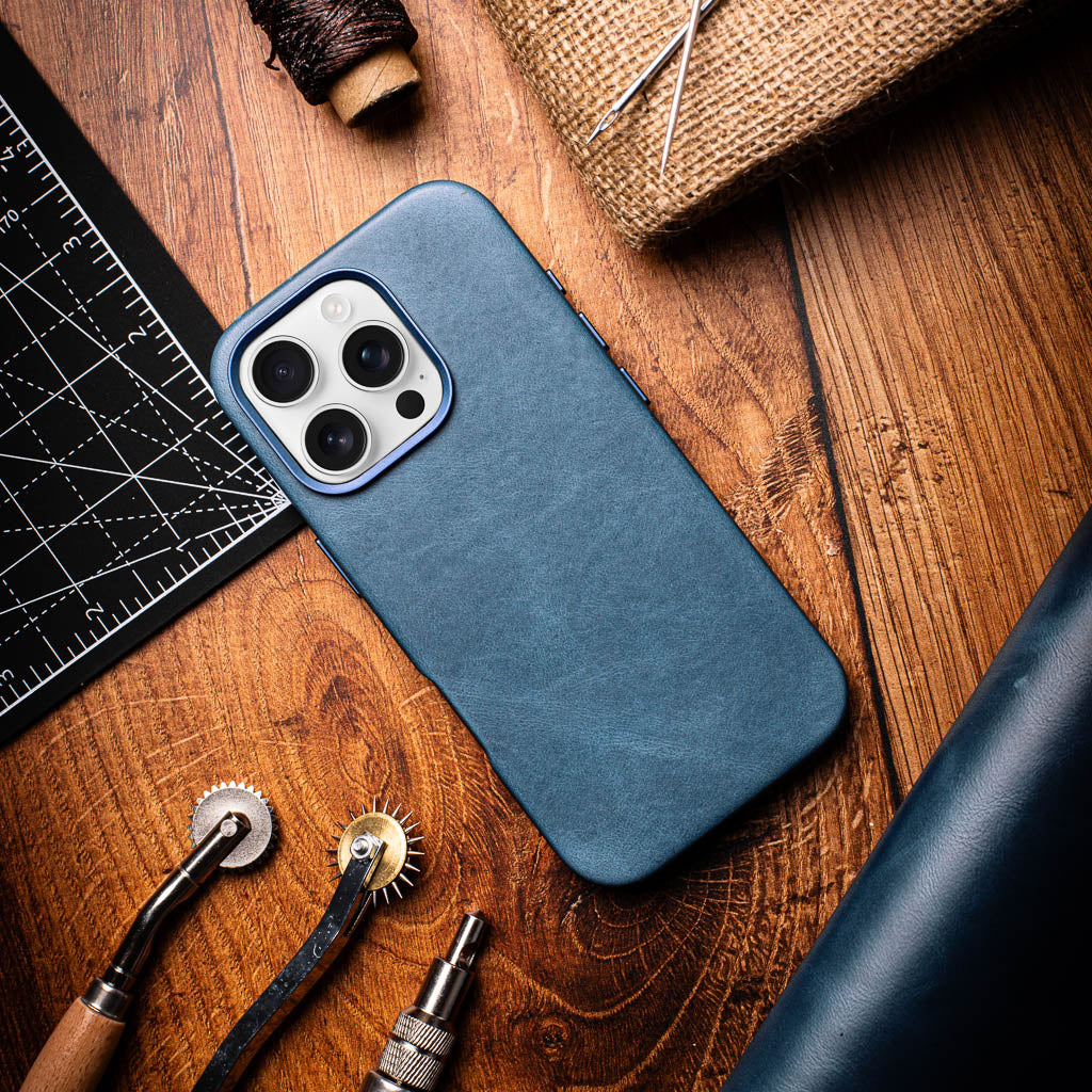 Vintage Luxe Leather Case - Dusk Blue - iPhone 16 Pro Max
