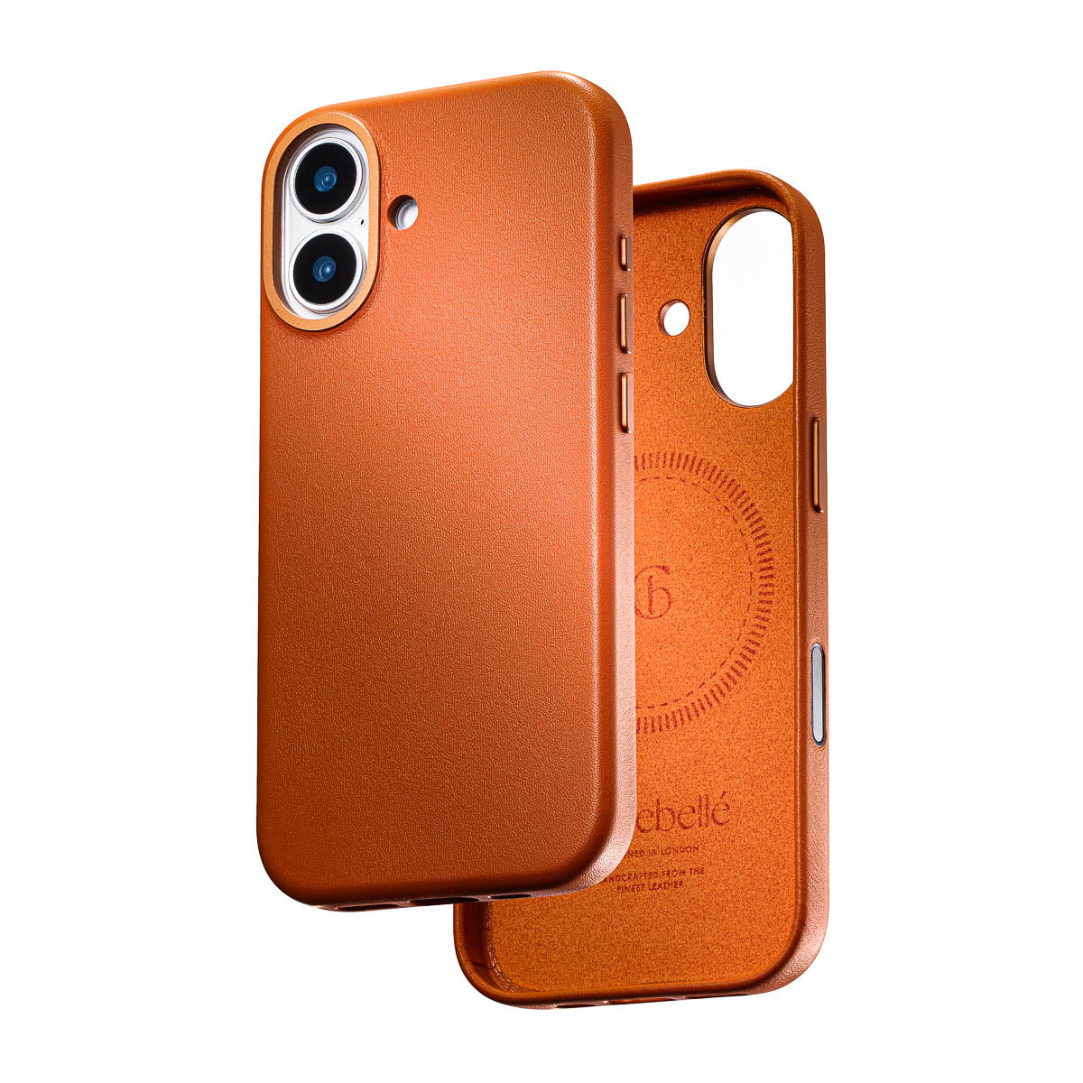 iphone 17 leather case in cognac brown by Casebelle - camera control touch button for improved accessibility