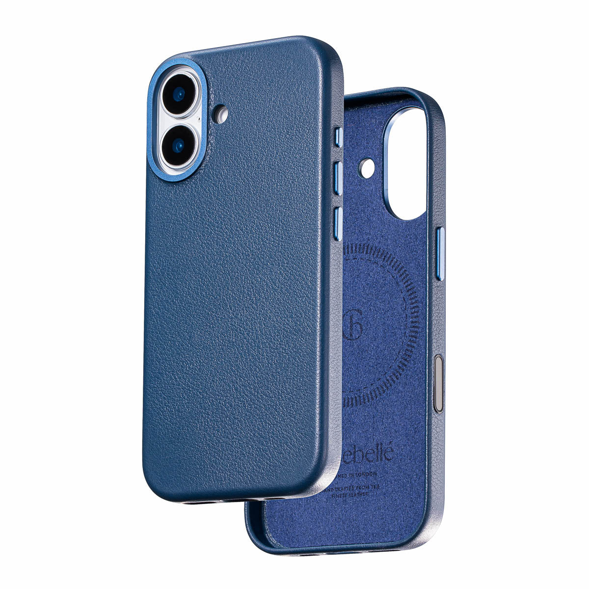 iphone 17 leather case in steel blue by Casebelle - camera control touch button for improved accessibility