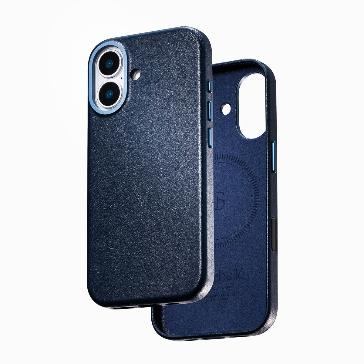iphone 17 leather case in steel blue by Casebelle - camera control touch button for improved accessibility