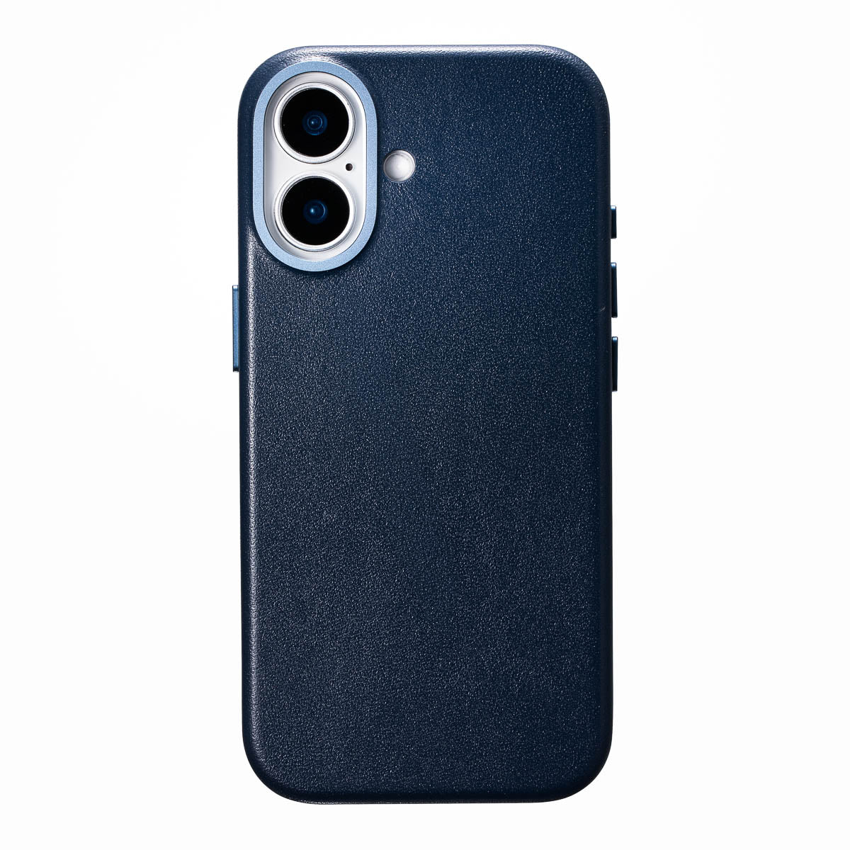 iphone 17 leather case in steel blue - full-grain Italian leather magsafe case