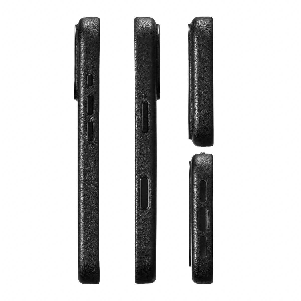 precisely cut speaker and charging port openings on iphone 17 pro max leather case in obsidian black