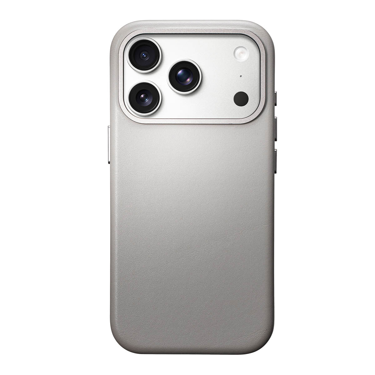iphone 17 pro leather case in stone grey - full-grain Italian leather magsafe case