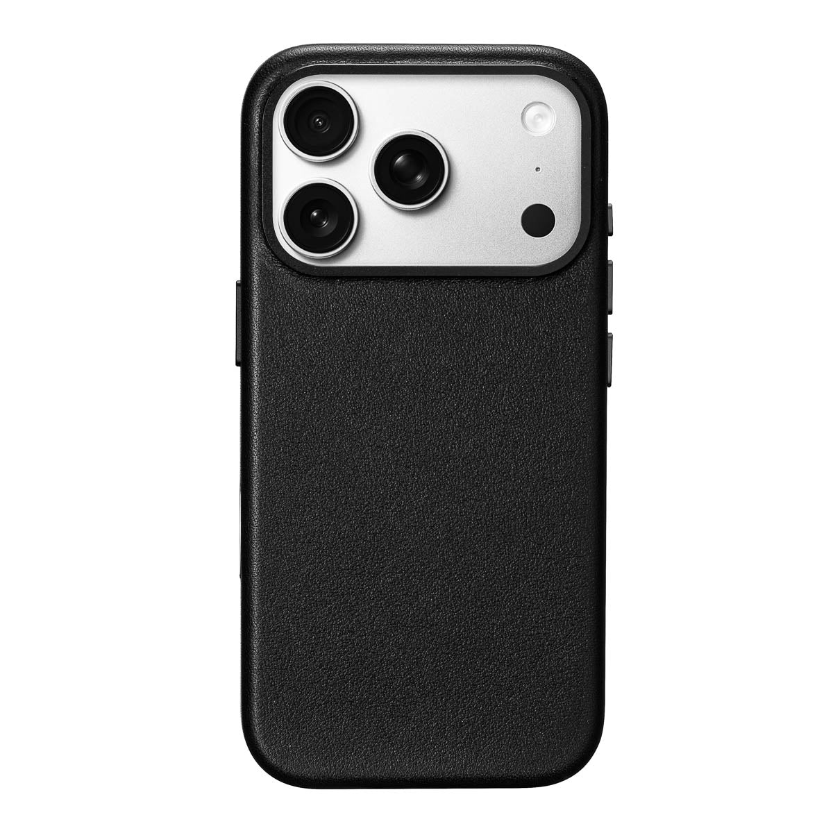 iphone 17 pro max leather case in obsidian black - full-grain Italian leather magsafe case