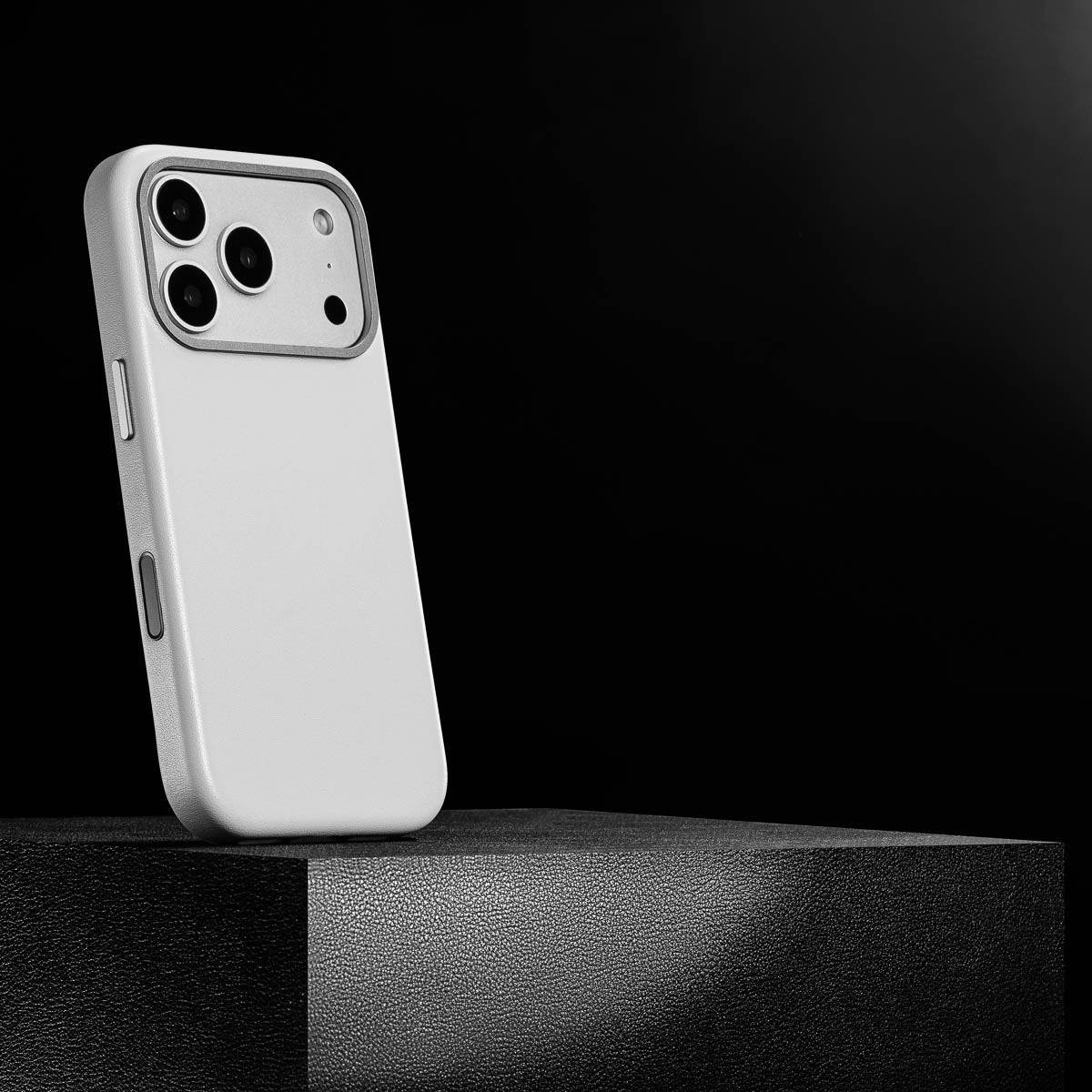 magsafe compatible stone grey leather case for iphone 17 pro max with smooth finish built in magnets