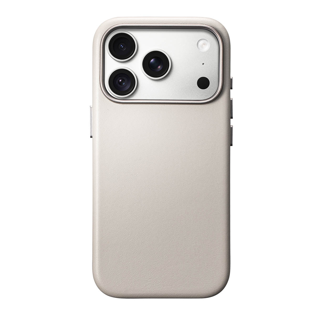 iphone 17 pro max leather case in stone grey - full-grain Italian leather magsafe case