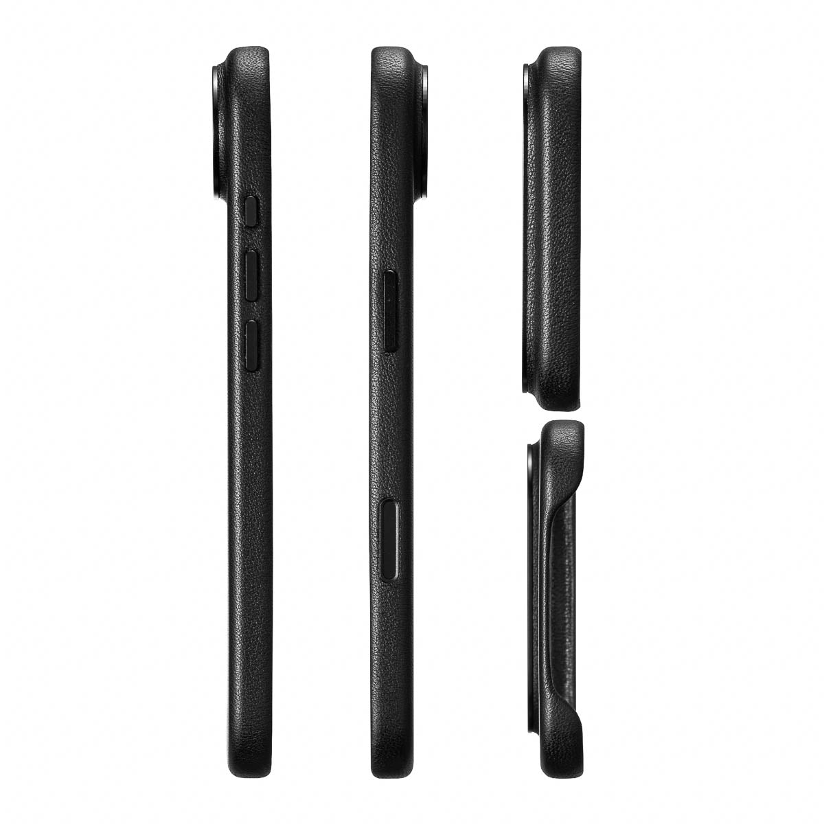 precisely cut speaker and charging port openings on iphone air max leather case in obsidian black