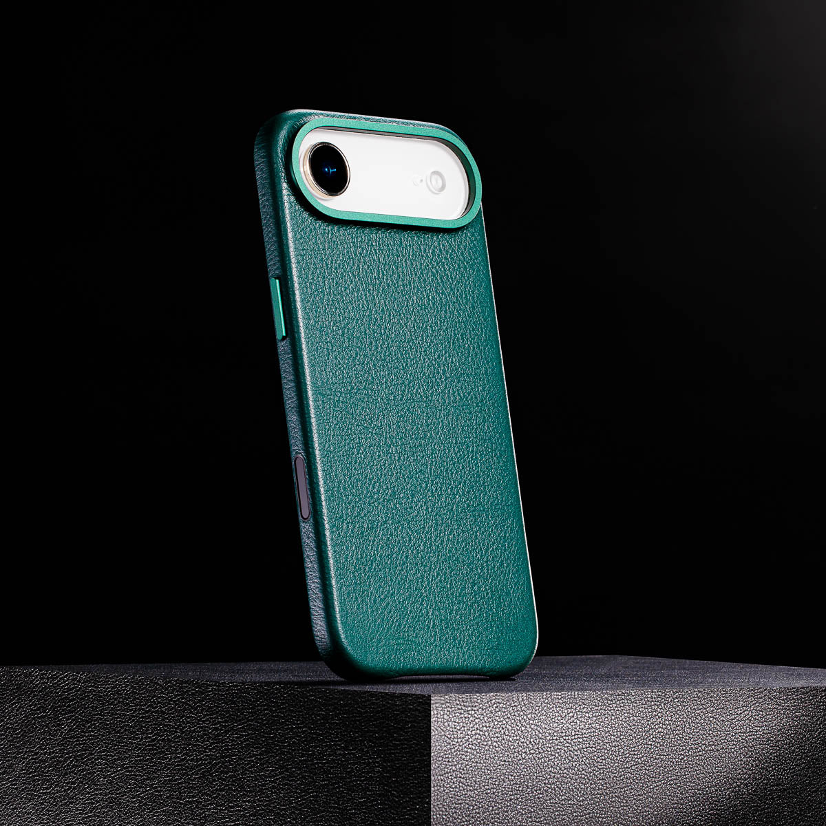 magsafe compatible racing green leather case for iphone air max with smooth finish built in magnets