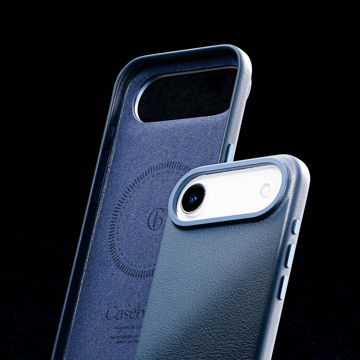 soft suede microfiber interior lining of iphone air max steel blue leather case by casebelle