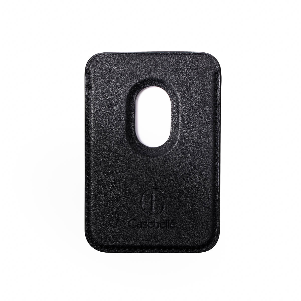 Obsidian Black leather MagSafe wallet showing card slot compartment by Casebelle