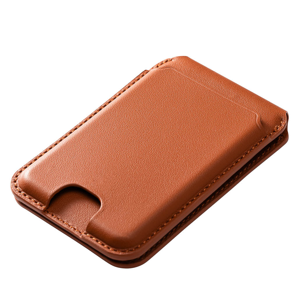 Timeless Luxe - MagSafe Compatible Kickstand Leather Wallet - Cognac Brown