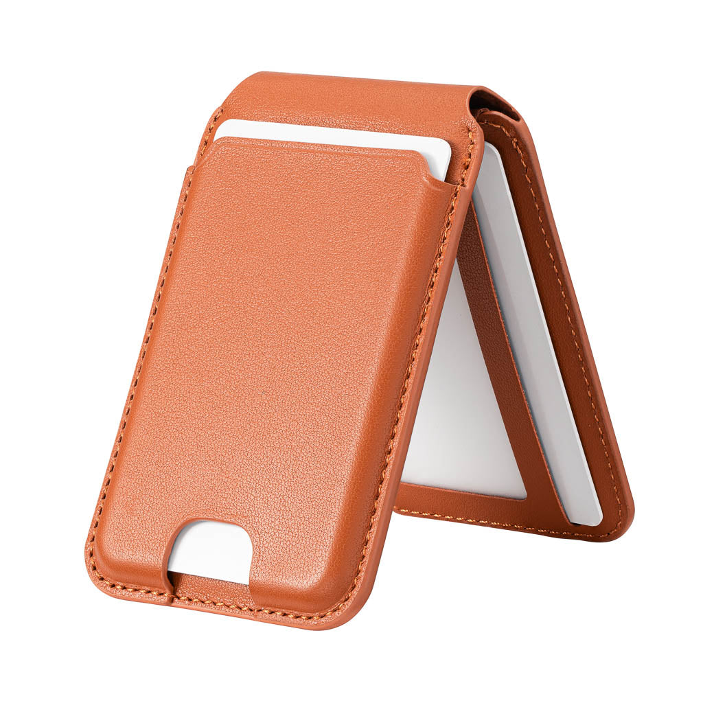 Timeless Luxe - MagSafe Compatible Kickstand Leather Wallet - Cognac Brown
