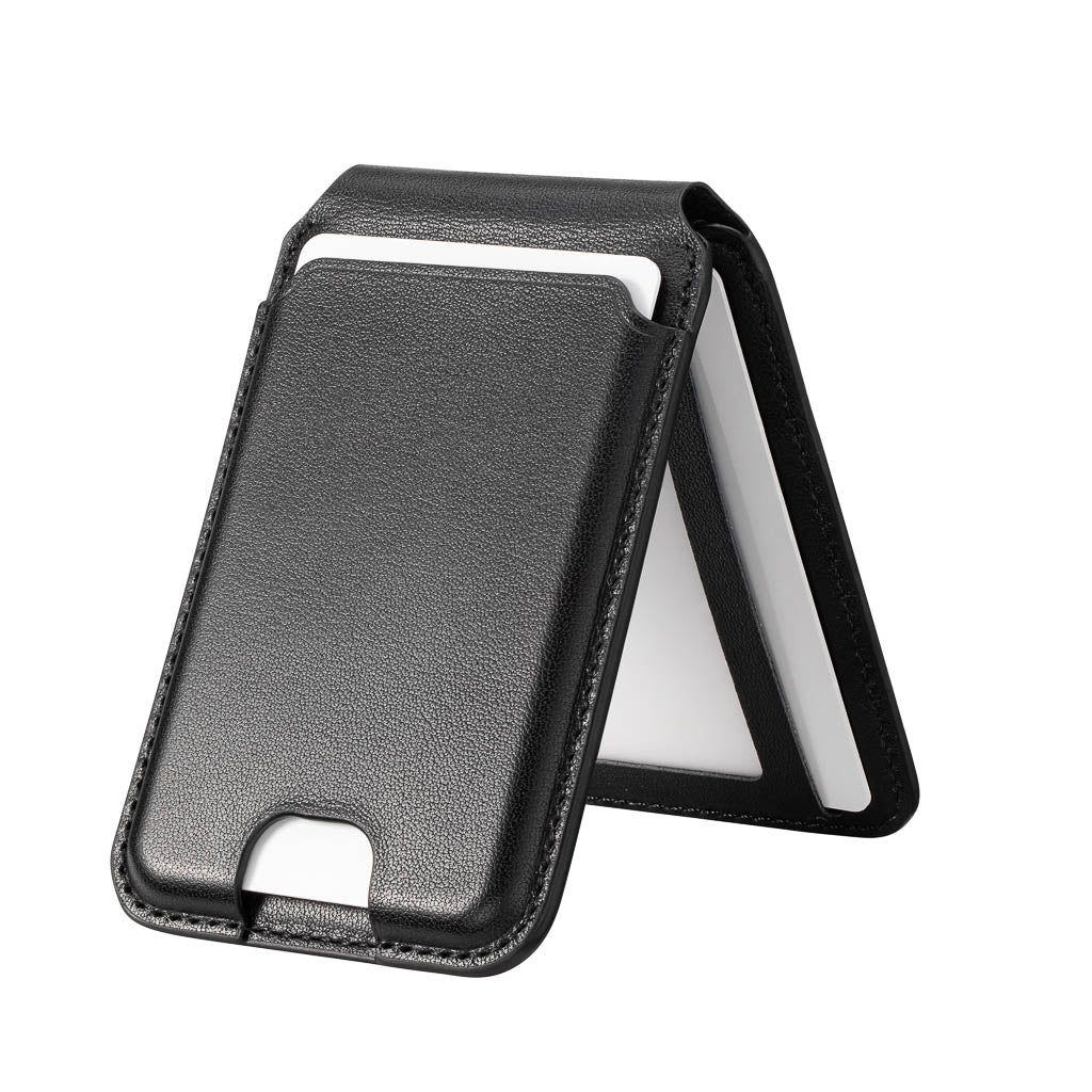 Timeless Luxe - MagSafe Compatible Kickstand Leather Wallet - Obsidian Black