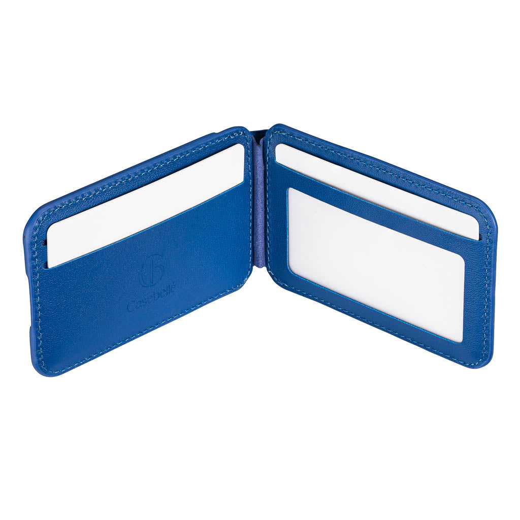 Timeless Luxe - MagSafe Compatible Kickstand Leather Wallet - Sapphire Blue