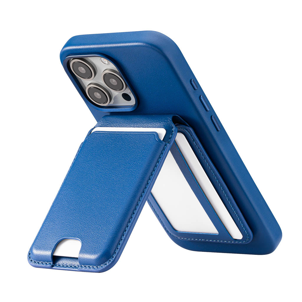 Timeless Luxe - MagSafe Compatible Kickstand Leather Wallet - Sapphire Blue