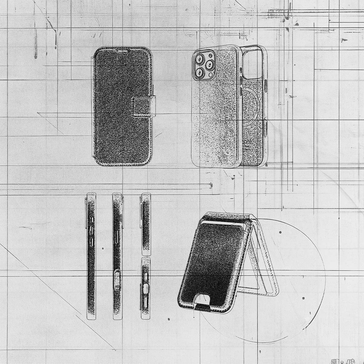 Product design sketch showing hand-drawn concept