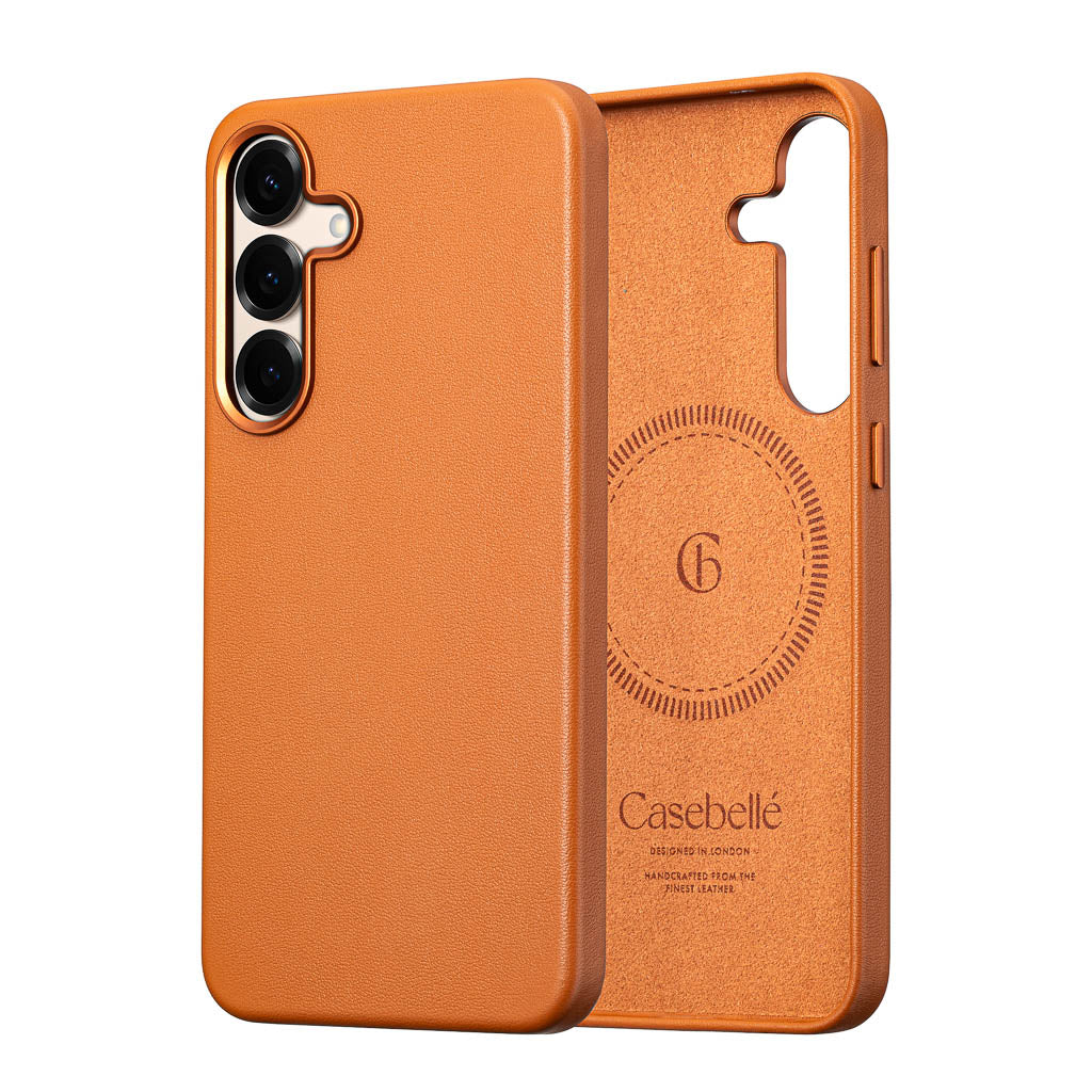 Samsung Galaxy S25 Leather Case - Timeless Luxe - Cognac Brown