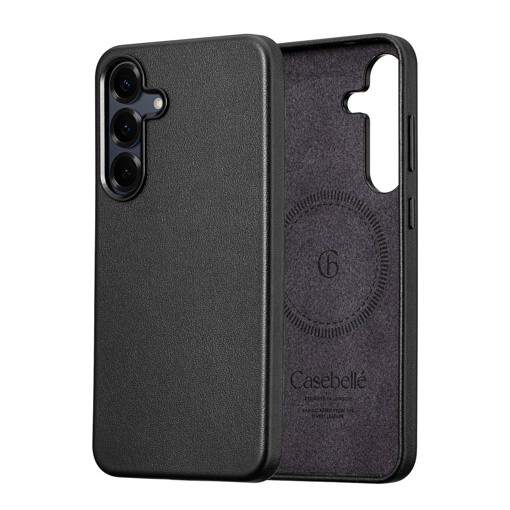 Samsung Galaxy S25 Leather Case - Timeless Luxe - Obsidian Black