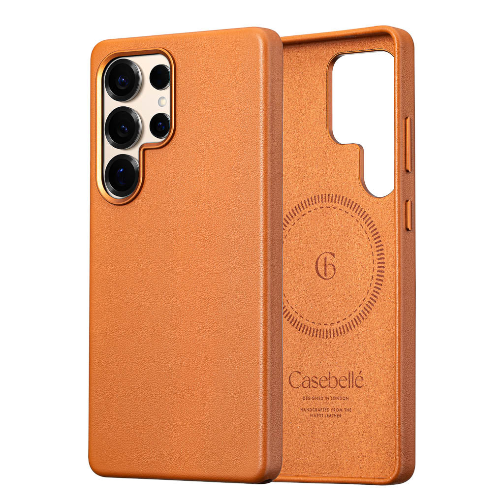 Samsung Galaxy S25 Ultra Leather Case - Timeless Luxe - Cognac Brown