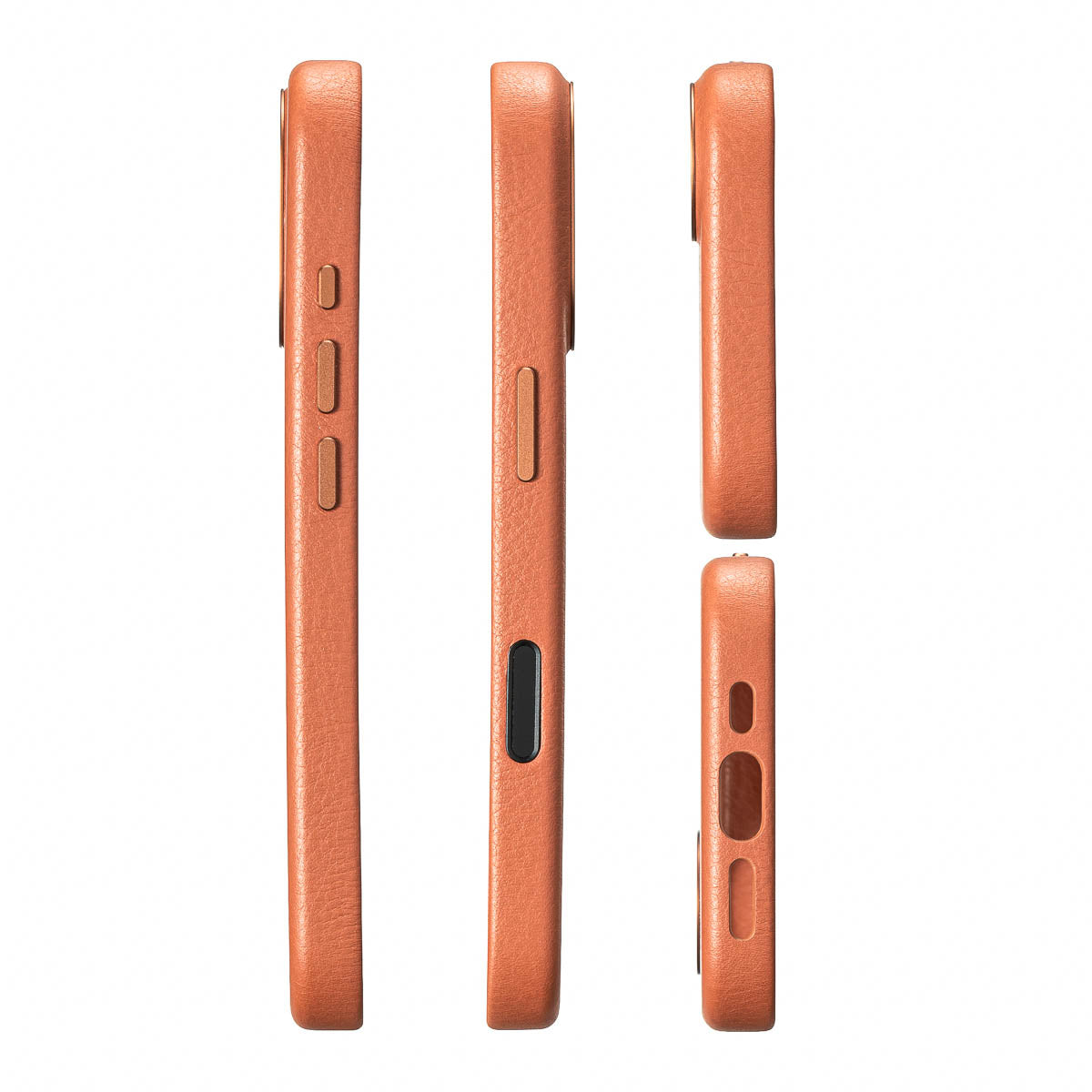 precisely cut speaker and charging port openings on iphone 17 max leather case in cognac brown