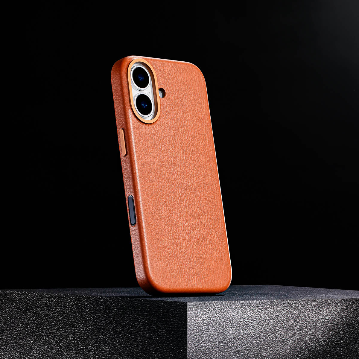 magsafe compatible cognac brown leather case for iphone 17 max with smooth finish built in magnets