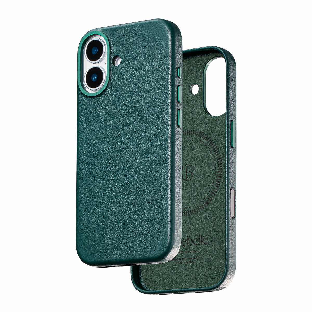 iphone 17 leather case in racing green by Casebelle - camera control touch button for improved accessibility