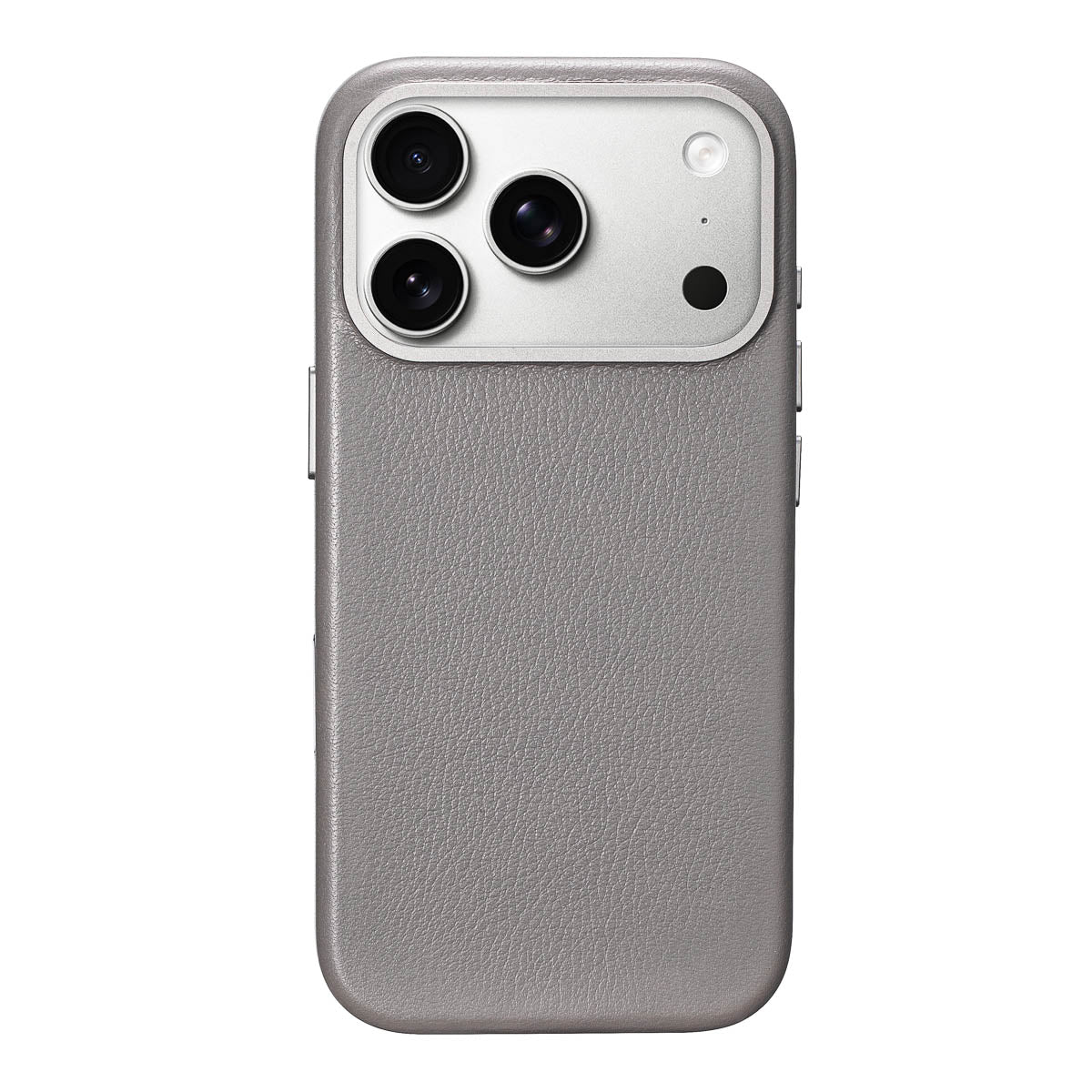 iphone 17 pro leather case in stone grey - full-grain Italian leather magsafe case