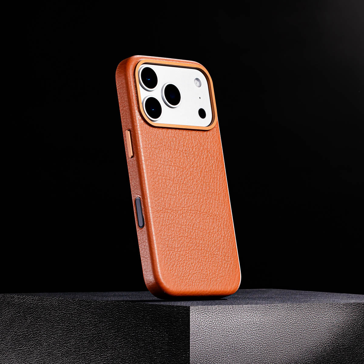 magsafe compatible cognac brown leather case for iphone 17 pro max max with smooth finish built in magnets