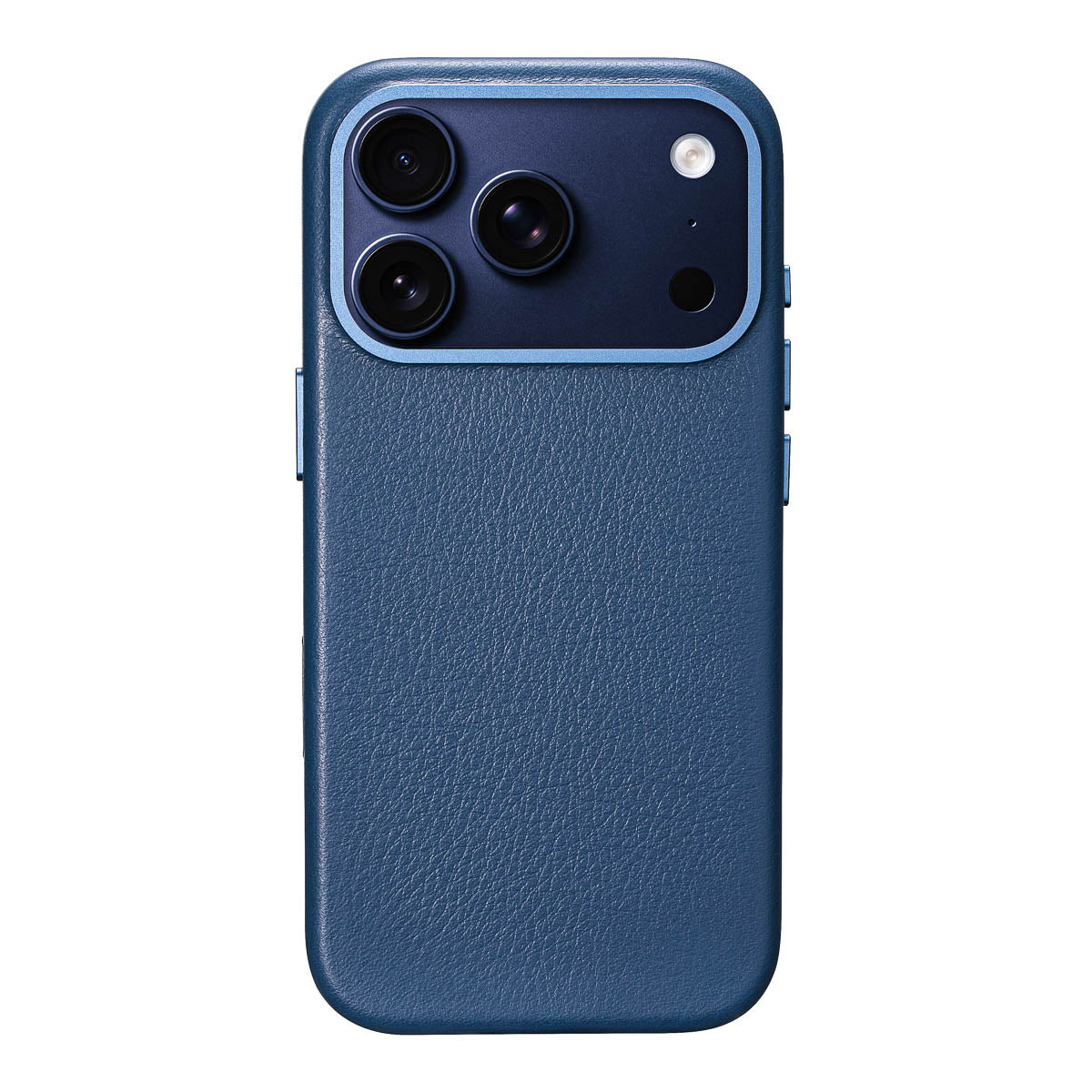 iphone 17 pro max leather case in steel blue - full-grain Italian leather magsafe case