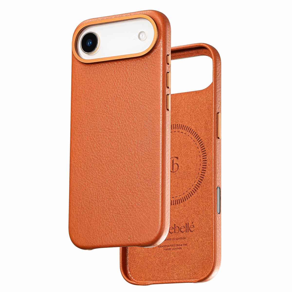 iphone air leather case in cognac brown by Casebelle - camera control touch button for improved accessibility