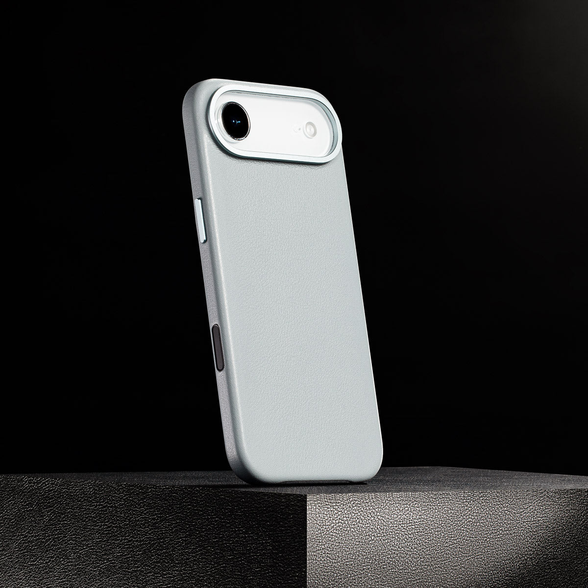 magsafe compatible pale blue leather case for iphone air with smooth finish built in magnets