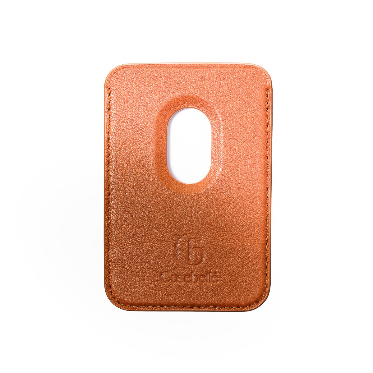 Cognac Brown leather MagSafe wallet showing card slot compartment by Casebelle