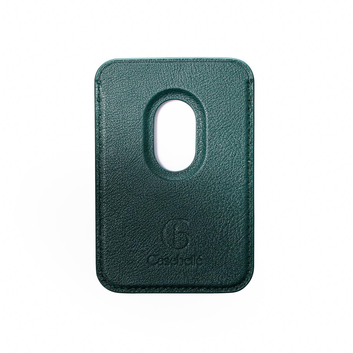 Racing Green leather MagSafe wallet showing card slot compartment by Casebelle