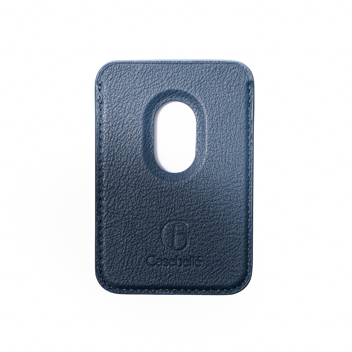 Steel Blue leather MagSafe wallet showing card slot compartment by Casebelle