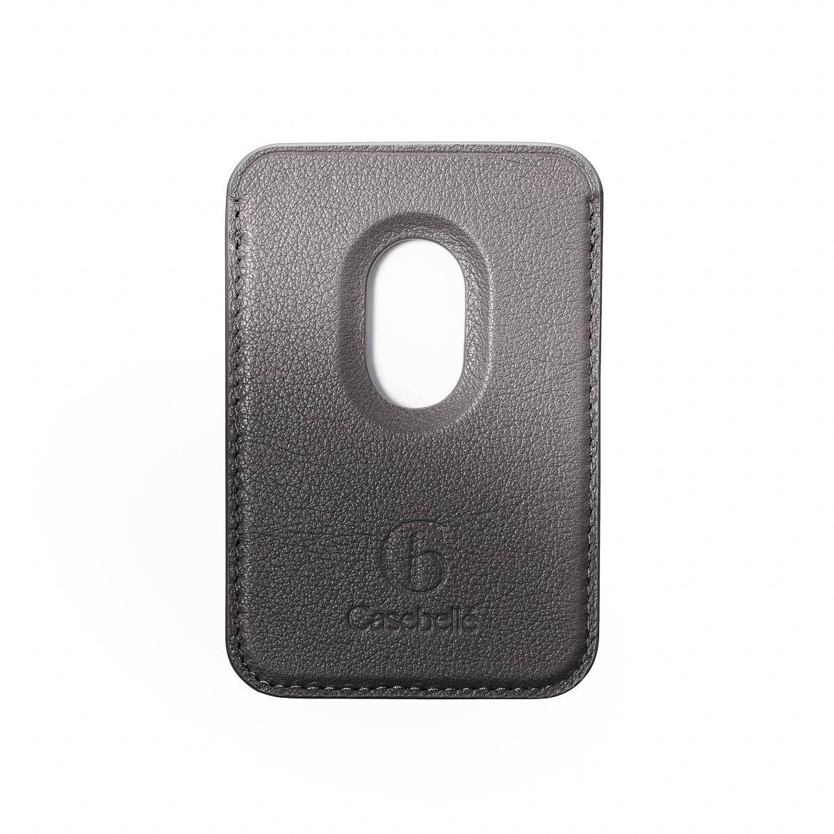 Stone Grey leather MagSafe wallet showing card slot compartment by Casebelle